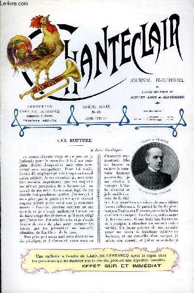 CHANTECLAIR N° 83 - UNE RUPTURE PAR HENRI DE REGNIER, LE PROFESSEUR BAR - COL... - Photo 1/1