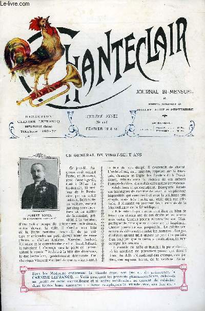 CHANTECLAIR N 118 - UN GENERAL DE VINGT-SEPT ANS PAR ALBERT SOREL, L'ANECDOTE PAR J. BARBEY D'AUREVILLY, UN VOYAGE A TRIPOLI PAR GABRIEL CHARMES, CANTATE DE BETTINE PAR ALFRED DE MUSSET