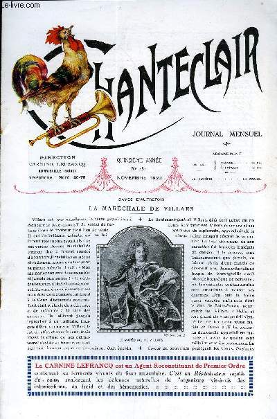 CHANTECLAIR N 151 - LA MARECHALE DE VILLARS PAR HENRI ROUJON, LE DOCTEUR LERMOYEZ, L'ENCYCLOPEDIE CHINOISE, SOUVENIRS SUR EDOUARD DETAILLE PAR JULES CLARETIE