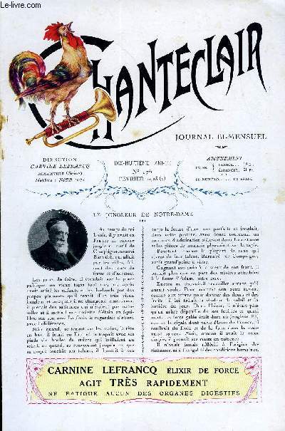 CHANTECLAIR N 176 - LE JONGLEUR DE NOTRE-DAME PAR ANATOLE FRANCE, LA VOULZIE, UN HOMME PAR JULES SIMON, LA FAUSSE MONNAIE PAR CHARLES BAUDELAIRE