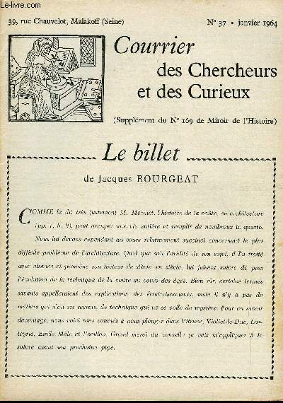 COURRIER DES CHERCHEURS ET DES CURIEUX N 37 - Sur le chateau de Rambures, sur le gnral Brunet, sur la famille Piret de Bihain, sur une devise 