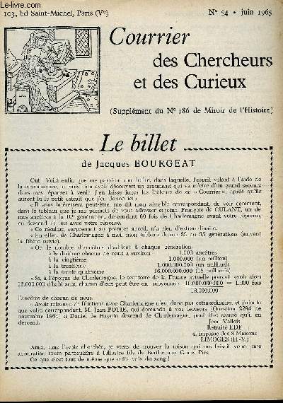 COURRIER DES CHERCHEURS ET DES CURIEUX N 54 - Sur les lettres de bourgeoisie, sur le village de Fondette et du lieudit 