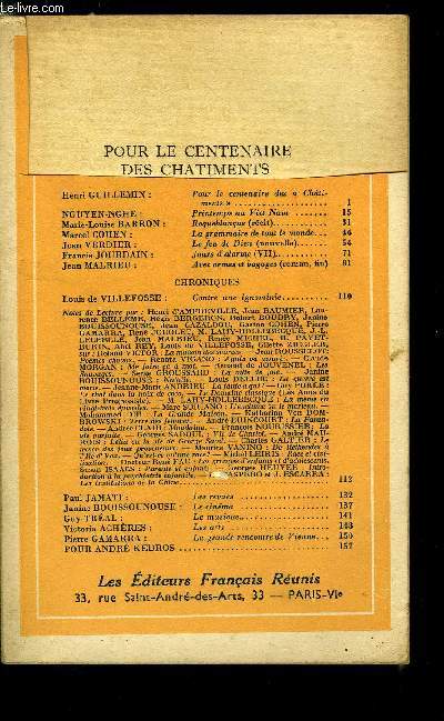 EUROPE REVUE MENSUELLE N 86 - Pour le centenaire des chatiments par Henri Guillemon, Prinemps au Viet Nam par Nguyen Nghe, Roqueblanque par Marie Louise Barron, La grammaire de tout le monde par Marcel Cohen, Le feu de Dieu par Jean Verdier, Jours