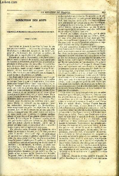 MERCURE DE FRANCE N9 - Direction des arts et particulirement de la peinture en France (premier article) par A. Thiers, le bonheur d'tre actrice - I. Avant la rvolution par S. Henry Berthoud, II. Depuis la rvolution, Vers indits de Jean Lafontaine