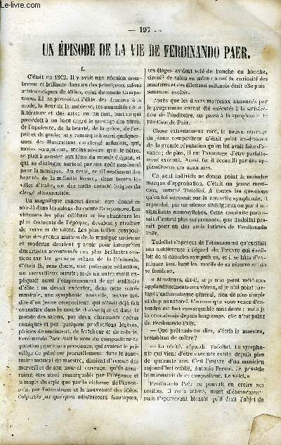 EXTRAIT DE L'ECHO DES FEUILLETONS - RECUEIL DE NOUVELLES, CONTES, ANECDOTES, EPISODES, ETC - Deuxime anne. Un pisode de la vie de Ferdinando Paer par Louis Mhul, Le masque noir, Coquelin par Mry, Une majest de cinq ans par Paul Foucher