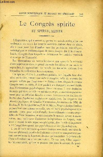 REVUE SCIENTIFIQUE ET MORALE DU SPIRITISME 5e ANNEE N12 - Le Congrs spirite et spiritualiste.. Gabriel Delanne..De la ralit des apparitions. Becker. L'Identit des esprits. Oxon Stainton Moses. L'immortalit de l'me et la Philosophie