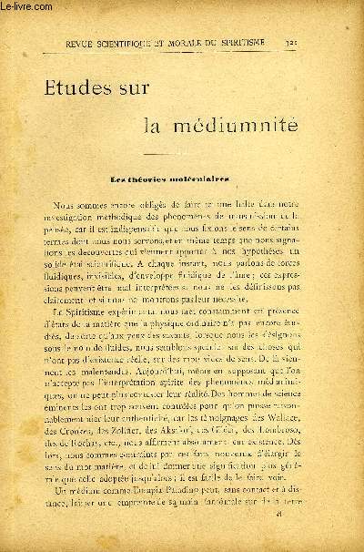 REVUE SCIENTIFIQUE ET MORALE DU SPIRITISME 7e ANNEE N6 - Etudes sur la mdiumnit. Gabriel Delanne. L'identit des esprits. Dr Dusart..Conseils de l'au-del.. Gnral ARelation de dix sances au Circolo Minerva. x(Suite). G. Porro