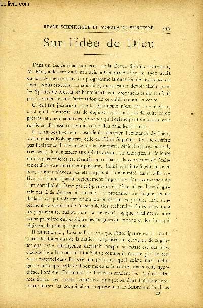 REVUE SCIENTIFIQUE ET MORALE DU SPIRITISME 8e ANNEE N8 - Sur l'idede Dieu. Gabriel Delanne..Madame Rothe est-elle mdium. Dr L. Reininghaus..L'identit des Esprits. Dr Dusart..La Grande Tradition. P. V. Marchal..Les matrialisations