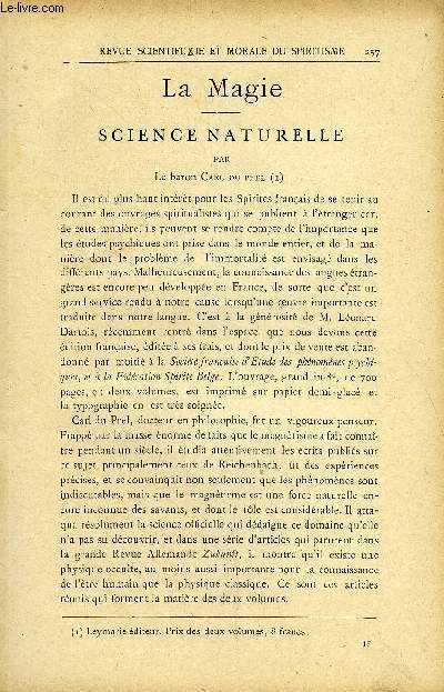 REVUE SCIENTIFIQUE ET MORALE DU SPIRITISME 14e ANNEE N5 - La Magie. G. Delanne..Jsus-Christ et M. Pataud. Paul Guriot . La Matrialisation est le produit d'une forcevidente dans la nature. L. Chevreuil.Un cas de prvision.