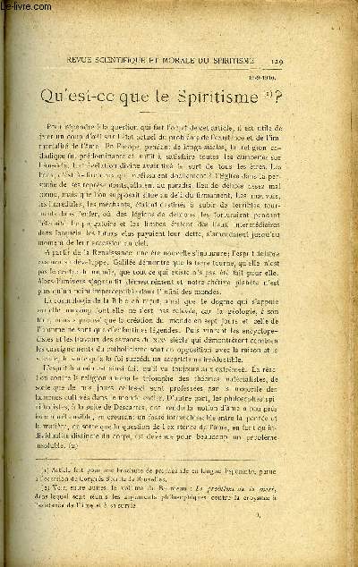 REVUE SCIENTIFIQUE ET MORALE DU SPIRITISME 15e ANNEE N3 - Qu'est-ce que le Spiritisme.. GABRIEL DELANNEL'armoire mystrieuse .. L. CHEVREUIL..Hommes de Gnie. Dr BCOUR..Les deux voies d'initiation. PAUL Nord Des phnomnes Spirites