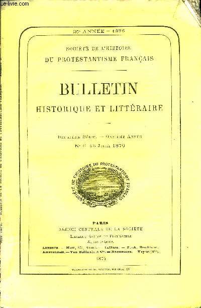 SOCIETE DE L'HISTOIRE DU PROTESTANTISME FRANCAIS - BULLETIN HISTORIQUE ET LITTERAIRE N6 - Etudes historiques.Les Martyrs de Louvain (1637-1544), par M. Merle d'Aubign. . . DOCUMENTS INDITS ET ORIGINAUX.Les Protestants d'Aienon en 1860