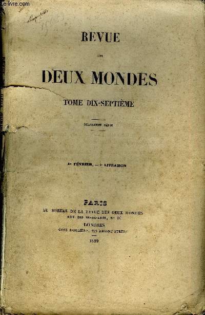 REVUE DES DEUX MONDES TOME XVII N3 - I. - L'ABBESSE DE CASTRO, premire partie, par M. K. DE LAGENEYAIS.II. - DE L'IRLANDE, premire partie, par M. L. DE CARN.III.- DOCUMENS INDITS SUR ANDR CHNIEll, par M. SAINTE-BEUVE.IV.- REVUE LITTRAIRE.