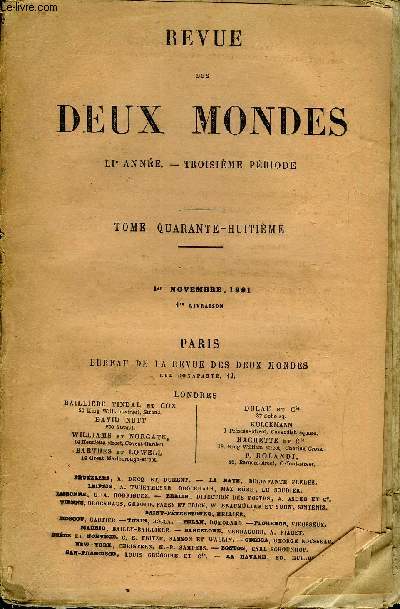 REVUE DES DEUX MONDES LIe ANNEE N1 - I.- SOUVENIRS LITTRAIRES. - VI. - EN RVOLUTION. - LA TENTA-TION DE SAINT ANTOINE, par M. Maxime du Camp, de l'Acadmie franaise.II.- G1AN ET IIANS, premire partie, par M. Marc-Monnier.