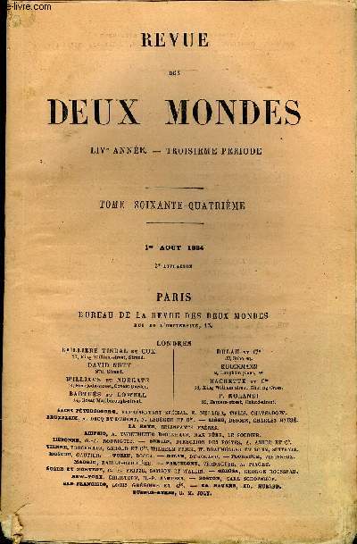 REVUE DES DEUX MONDES LIVe ANNEE N3 - I.- TONY, deuxime partie, par M. Th. Bentzon.II.- LA NATION ARME, A PROPOS DE L'OUVRAGE DU BARON VONDER GOLTZ, par M. le gnral Cosseron de Villenoisy.III.- LA CRISE ACTUELLE DE LA MORALE