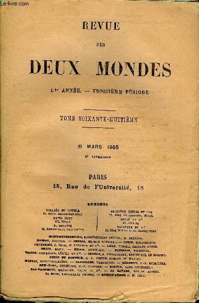 REVUE DES DEUX MONDES LVe ANNEE N2 - I. - SOLANGE DE CROIX-SAINT-LUC, troisime partie, par M. Albert Delpit.II. - LE COMBAT CONTRE LA MISRE. - I - LES CORPORATIONS ET LES SYNDICATS MIXTES, par M. le comte d'Haussonville.III. - LA RFORME