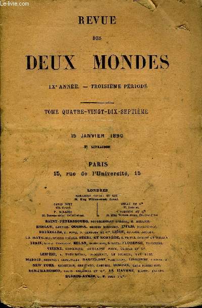REVUE DES DEUX MONDES LXe ANNEE N2 - I.- LA LUTTE ENTRE TURENNE ET COND (1654-1657), par M. le duc d'Aumale.II.- UNE GAGEURE, deuxime partie, par M. Victor Cherbuliez,de l'Acadmie franaise.III.- DU DANUBE A L'ADRIATIQUE. -