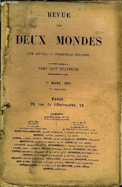REVUE DES DEUX MONDES LXIe ANNEE N1 - I. - TUDES DIPLOMATIQUES. - FIN DE LA GUERRE DE LA SUCCESSION D'AUTRICIIE. - IV. - PRISE DE BERG-OP-ZOOM, CONVOCATION D'UN CONGRS A AIX-LA-CHAPELLE, par M. le duc de Broglie, de l'Acadmie franaise.
