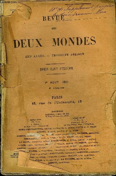 REVUE DES DEUX MONDES LXIe ANNEE N3 - I. - L'ART ET LA NATURE, troisime partie. - LES CHAGRINS, LES TOURMENS DE L'IMAGINATION ET SA DLIVRANCE PAR LES ARTS, par 1. Victor Cherbuliez, de l'Acadmie franaise.II.- AMOUR DE JEUNE FILLE