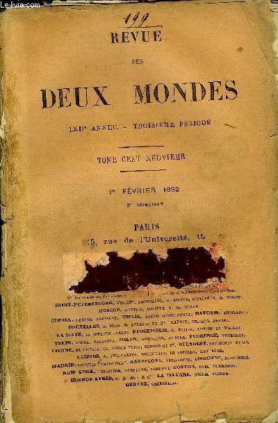 REVUE DES DEUX MONDES LXIIe ANNEE N3 - I. - LE JOURNAL DE MUe DE SOMMERS, premire partie, par M. Charles de Berkeley.II. - LE SOL ET LE CLIMAT DE LA GRCE. - LEURS RAPPORTS AVEC LE CARACTRE DE SA CIVILISATION ET DE SON ART, par M. George Perrot