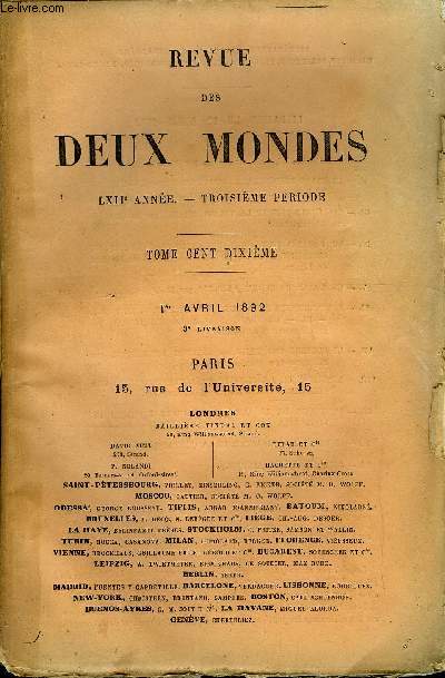 REVUE DES DEUX MONDES LXIIIe ANNEE N3 - T. -- BELLE-MADAME, premire partie, par M. Albert DelpitII.- LE GRAND FRDRIC AVANT L'AVNEMENT. - II. - L'IDYLLDE RHEINSBERG, par M. Ernest Lavisse.III.- LES TATS-UNIS ET LA VIE AMRICAINE