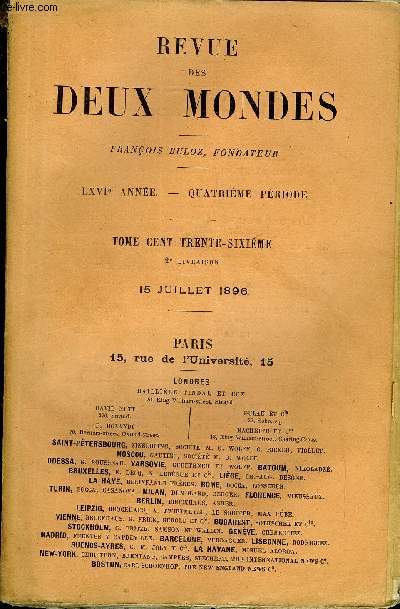 REVUE DES DEUX MONDES LXVIe ANNEE N2 - I.- LE GOUVERNEMENT DE LA DFENSE NATIONALE. - III. LESPREMIRES FAUTES, par M. Etienne Lamy.II.- ANGLE DE BLINDES, dernire partie, par M. FrdricPlessis.III.- WILLIAM WORDSWORTH