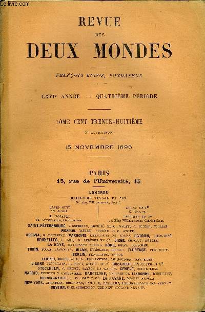 REVUE DES DEUX MONDES LXVIe ANNEE N2 - I._ DAVID. - GRICAULT. - SOUVENIRS DU COLLGE DE FRANCE(1846), par Jules Michelet.II.- LA-HAUT, troisime partie, par M. Edouard Rod.II!. - VOLUTION MONTAIRE, par M. Raphal-Georges Lvy.