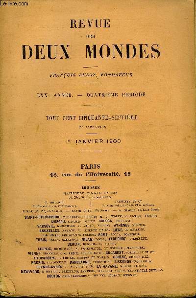 REVUE DES DEUX MONDES LXXe ANNEE N1 - I.- AU MILIEU DU CHEMIN, troisime partie, par M. EdouardRod.II.- LA REPRSENTATION PROPORTIONNELLE ET LE RGIMEPARLEMENTAIRE, par M. le comte Goblet d'Alviella.III.- LE DOGE MAUDIT. - LA CONTRE -