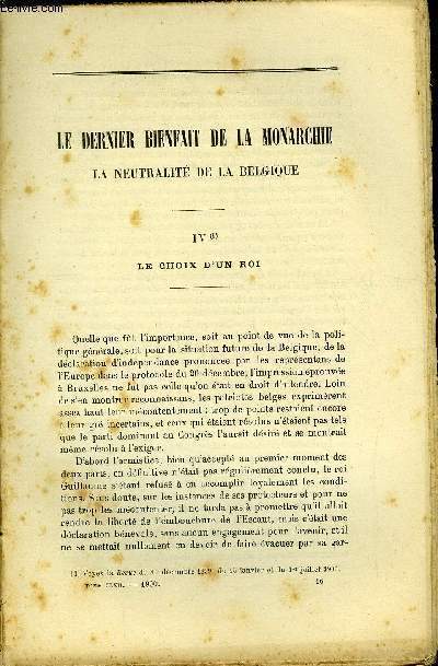 REVUE DES DEUX MONDES LXXe ANNEE N2 - Le dernier bienfait de la monarchie - la neutralit de la Belgique - IV. par le Duc de Broglie, Les tronons du Glaive - XXI. par Paul et Victor Margueritte, Les budgets du sicle par Jules Roche, La dfunte