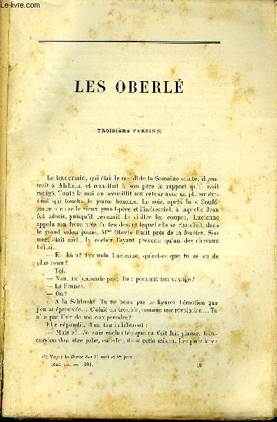 REVUE DES DEUX MONDES LXXIe ANNEE N4 - Les Oberl - troisime partie par Ren Bazin, Thier et les lections de 1863 par Emile Ollivier, La dfense de la lgation de France a Pkin par Darcy, Le mcanisme de la vie moderne - Le thatre par Vte G. d'Avenel