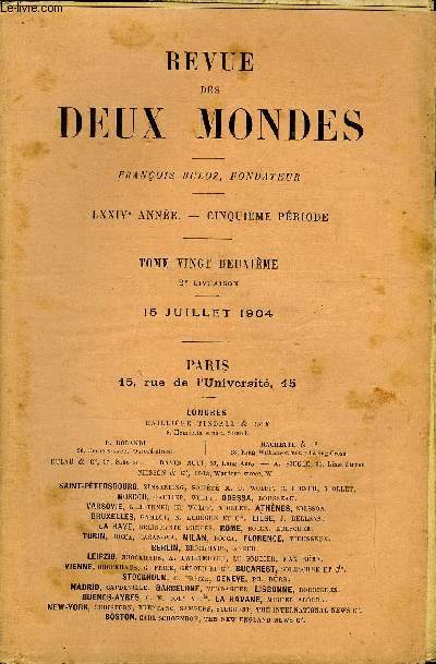 REVUE DES DEUX MONDES LXXIVe ANNEE N2 - I. - RFLEXIONS HISTORIQUES SUR MARIE-ANTOINETTE, par Louis XVIII.IL - AU-DESSUS DE L'ABIME, prehikre partie, par Th. Rentzon.III.- LES ALLIS ET LA PAIX EN 1813. - II. REICHENBACH ETTOEPLITZ,