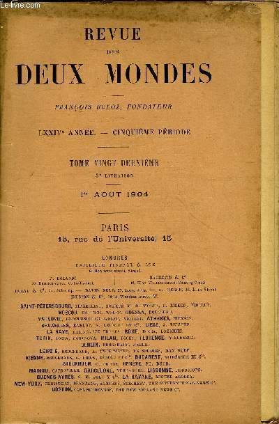 REVUE DES DEUX MONDES LXXIVe ANNEE N3 - I.- AU-DESSUS DE L'ABIME, dernire partie, par Th. Bentzon.II.- L'LOQUENCE DE BOURDALOUE, par M. FerdinandBrunetire, de l'Acadmie franaise.III.- LES ALLIS ET LA PAIX EN 1813. -