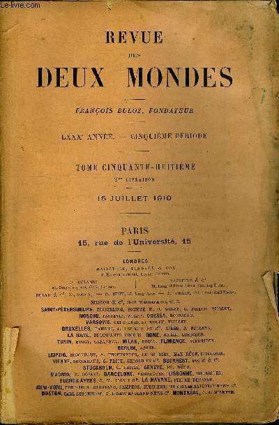 REVUE DES DEUX MONDES LXXXe ANNEE N2 - I.- JEANNE D'ARC. - V. LA CONDAMNATION. - JEANNE D'ARCA ROUEN, par M. Gabriel Hanotaux, de l'Acadmie franaise.II.- L'PREUVE DU FEU, deuxime partie, par Jacques Morian.III.- LE NPAL. -