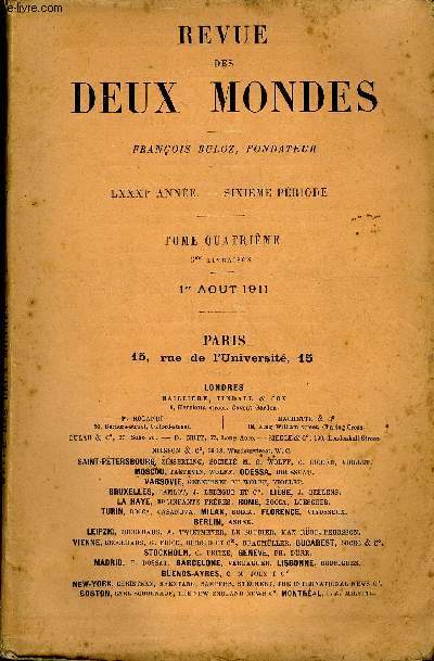 REVUE DES DEUX MONDES LXXXIe ANNEE N3 - I.--LA RENOMME, deuxime partie, par M. Gaston Rageot.II.-EN COLONNE AU MAROC. - IMPRESSIONS D'UN TMOIN. -I. DU CASABLANCA A FEZ, par Pierre Khorat.III.- LA JOURNE D'INA. - I. LES PRLIMINAIRES