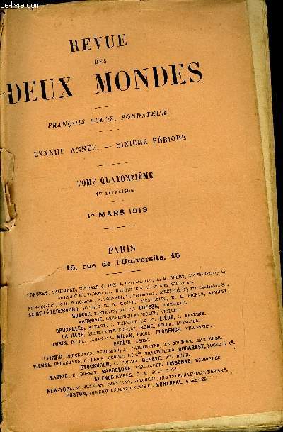 REVUE DES DEUX MONDES LXXXIIIe ANNEE N1 - I.- LAURE, premire partie, par M. Emile Clermont.II.- MADAME DE STAL ET M.NECKER, D'APRS LEUR CORRES-PONDANCE INDITE. - II. LEUR CORRESPONDANCE A LA VEILLE ET AU LENDEMAIN DU DIX-HUIT RRUMAIRE