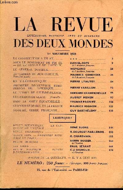 LA REVUE LITTERATURE, HISTOIRE, ARTS ET SCIENCES DES DEUX MONDES N21 - LA CONSTITUTION A UN AN. ***. SOUS LE PONTIFICAT DE PIE IX. - III. LE CONCILE DU VATICAN. DANIEL-ROPS. de l'Acadmie franaise.LE GNRAL DUFIEUX. WEYGAND.