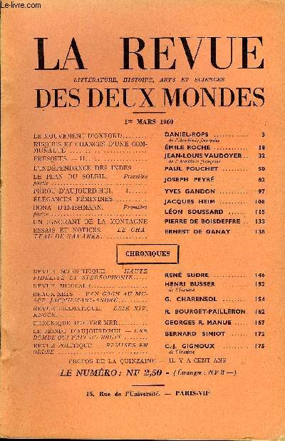 LA REVUE LITTERATURE, HISTOIRE, ARTS ET SCIENCES DES DEUX MONDES N5 - LE MOUVEMENT D'OXFORD.. DANIEL-ROPS. de l'Acadmie franaise.RISQUES ET CHANCES D'UNE COMMUNAUT . EMILE ROCHE.FRESQUES - II. JEAN-LOUIS VAUDOYER.de l'Acadmie