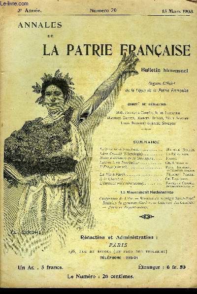 ANNALES DE LA PATRIE FRANCAISE 3e ANNEE N° 70 - Le sens de la tradition.. Mau... - Afbeelding 1 van 1