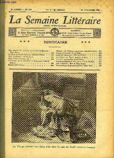LA SEMAINE LITTERAIRE 2e ANNEE N 103 - Une messe de minuit  la Sainte-Baume : Ren Bazin, Le Nol de saint Martin : Frdric Valade, Aux pommes : Gentil-Garou, Nom dans l'ocan : H.V, Un muse de la Terreur en Touraine : Gabriel Aubray