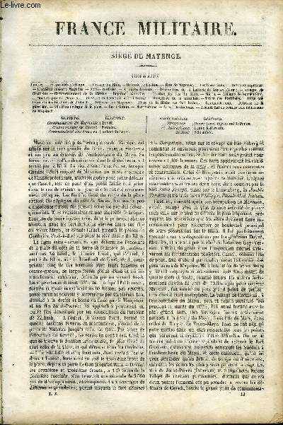 FRANCE MILITAIRE, HISTOIRE DES ARMEES FRANCAISES DE TERRE ET DE MER DE 1792 A 1837 TOME PREMIER N13 - SIEGE DE MAYENCE. Mayence, Prparatifs d'attaque, Passage du Rhin, Retraite de Custine, Etat de Mayence, Premire sortie, Refus de capituler