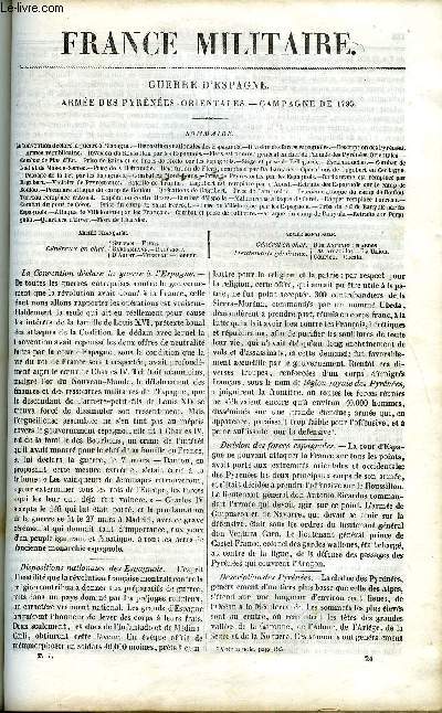 FRANCE MILITAIRE, HISTOIRE DES ARMEES FRANCAISES DE TERRE ET DE MER DE 1792 A 1837 TOME PREMIER N24 +25 - GUERRE D'ESPAGNE - ARMEE DES PYRENEES ORIENTALES. LA Convention dclare la guerre  l'Espagne, Dispositions nationales des Espagnols, Division