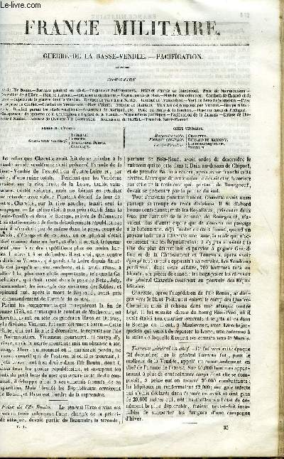 FRANCE MILITAIRE, HISTOIRE DES ARMEES FRANCAISES DE TERRE ET DE MER DE 1792 A 1837 TOME PREMIER N35 - GUERRE DE LA BASSE VENDEE - PACIFICATION. Prise de l'Ile Bouin, Turreau gnral en chef, Projets sur Noirmoutiers, Prise et reprise de Machecoul, Prise