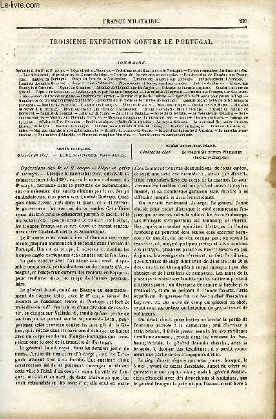 FRANCE MILITAIRE, HISTOIRE DES ARMEES FRANCAISES DE TERRE ET DE MER DE 1792 A 1837 TOME QUATRIEME - TROISIEME EXPEDITION CONTRE LE PORTUGAL. Oprations des 6e et 8e corps, Sige et prise d'Astorga, Troisime expdition contre le Portugal