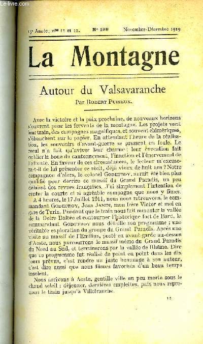 LA MONTAGNE 15e ANNEE N°11 ET 12 - Autour du Valsavaranche par Robert Puiseux, Louis Bonnard - Notice par René Godefroy