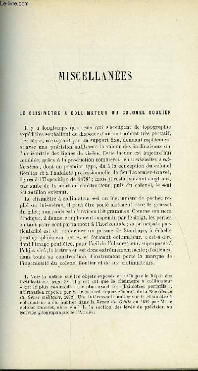 EXTRAIT DE L'ANNUAIRE DU CLUB ALPIN FRANCAIS 27e ANNEE - Miscellanes - Le clisimtre a collimateur du colonel Goulier par Henri Vallot, Alpinisme militaire en 1630, Chronique du club alpin - Les ftes jubilaires du club alpin franais par M. Andr Laugie