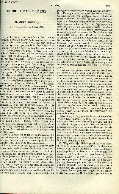 L'ECHO LITTERAIRE - LECTURE DES FAMILLES DEUXIEME ANNEE - Etudes contemporaines - M. Mry Joseph par Georges Bell, Etudes Antiques - Minervine et Constantin par Arthur Ponroy, Prise de Constantinople par Mahomet II par Mry, Acadmie franaise