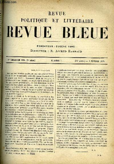 REVUE BLEUE - REVUE POLITIQUE ET LITTERAIRE 26e ANNEE N5 - M. Camille de Saint-Saens par Ren de Rcy, Soeur et frre par Louis Miramon, La vie et les moeurs a la Plata par Villamus, Une conjuration en Portugal, Papiers indits de Talleyrand