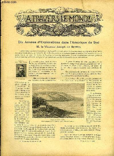 A TRAVERS LE MONDE N 31 - Dix annes d'explorations dans l'Amrique du sud - M. le Vicomte Joseph de Brettes, Les Italiens a Londres, Yachting - La coupe de l'America, Defis entre Universits