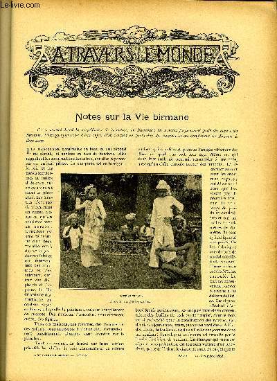 A TRAVERS LE MONDE N 52 - Notes sur la vie birmane, Un manifeste Chinois contre les Barbares d'Occident, Le sanatorium de Lam-Biang, Le mimtisme - Couleurs et formes protectrices des animaux