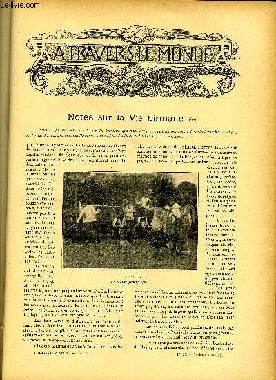 A TRAVERS LE MONDE N 53 - Notes sur la vie birmane (fin), Les travaux publics en Egypte, Les Bethmalais - Leur origine suppose - leurs coutumes, Le chemin de fer de l'Afrique Orientale anglaise, Amour-propre national - Le venezuela et l'Atlas Stieler