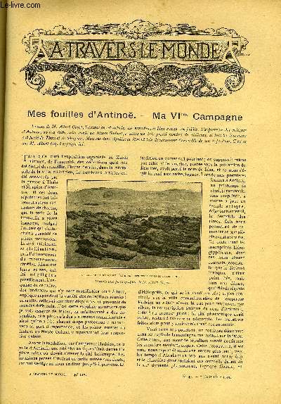 A TRAVERS LE MONDE N 49 - Mes fouilles d'Antinoe - Ma VIe campagne par A. Gayet, L'exploration des mers et le congrs international de Christiania, La navigation dans les ports allemands, L'Afghanistan et le dernier mir (fin)